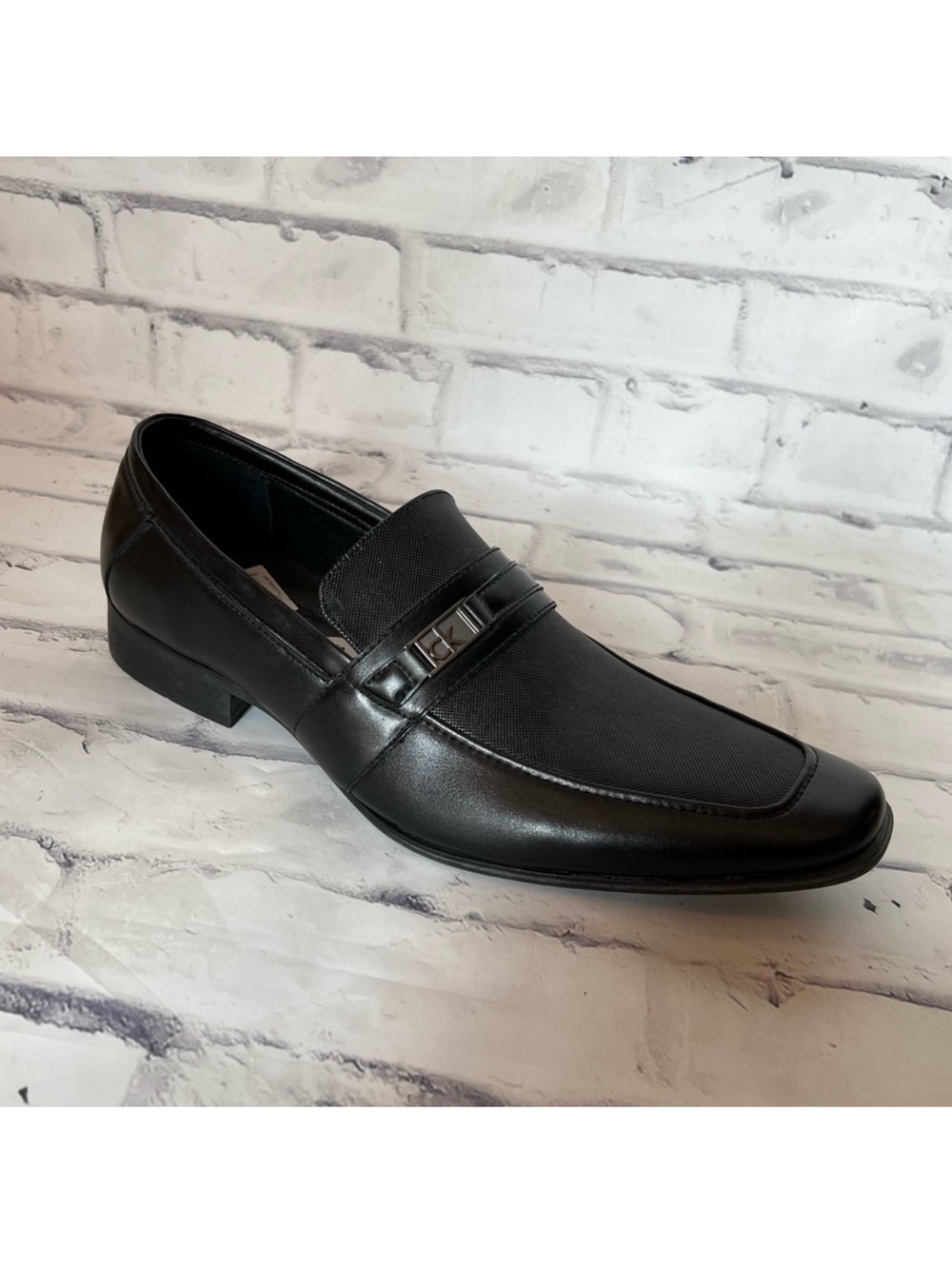 NWT mens Calvin Klein Bartley slip on black leather loafers size 14